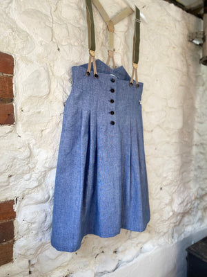 High waisted blue cotton skirt